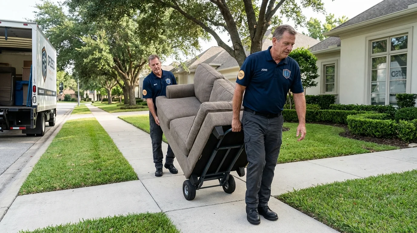 Local residential moving crew loading furniture in Brownsville, OR